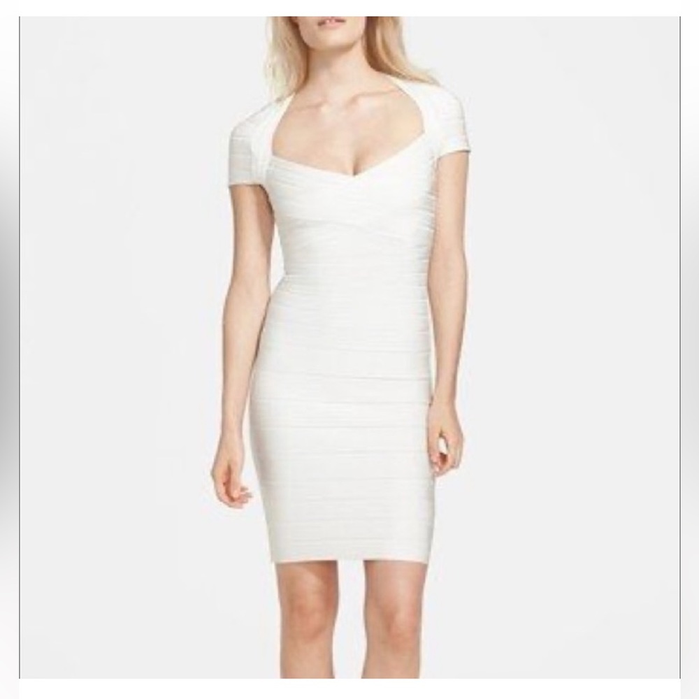 Authentic Herve Leger white body on mini dress. XS